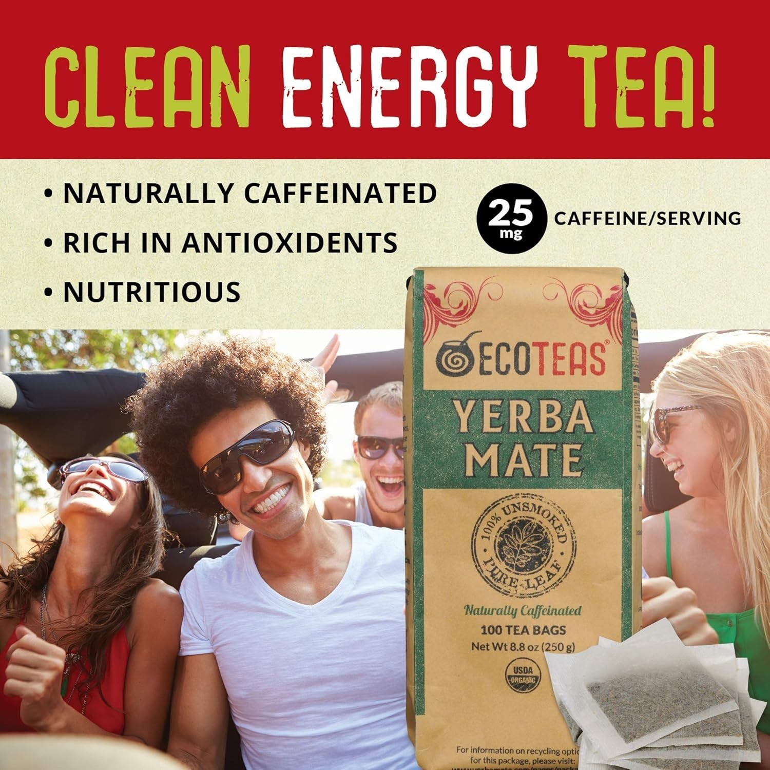 Organic Yerba Mate Tea Bags – Natural Energy & Detox – 300 Count