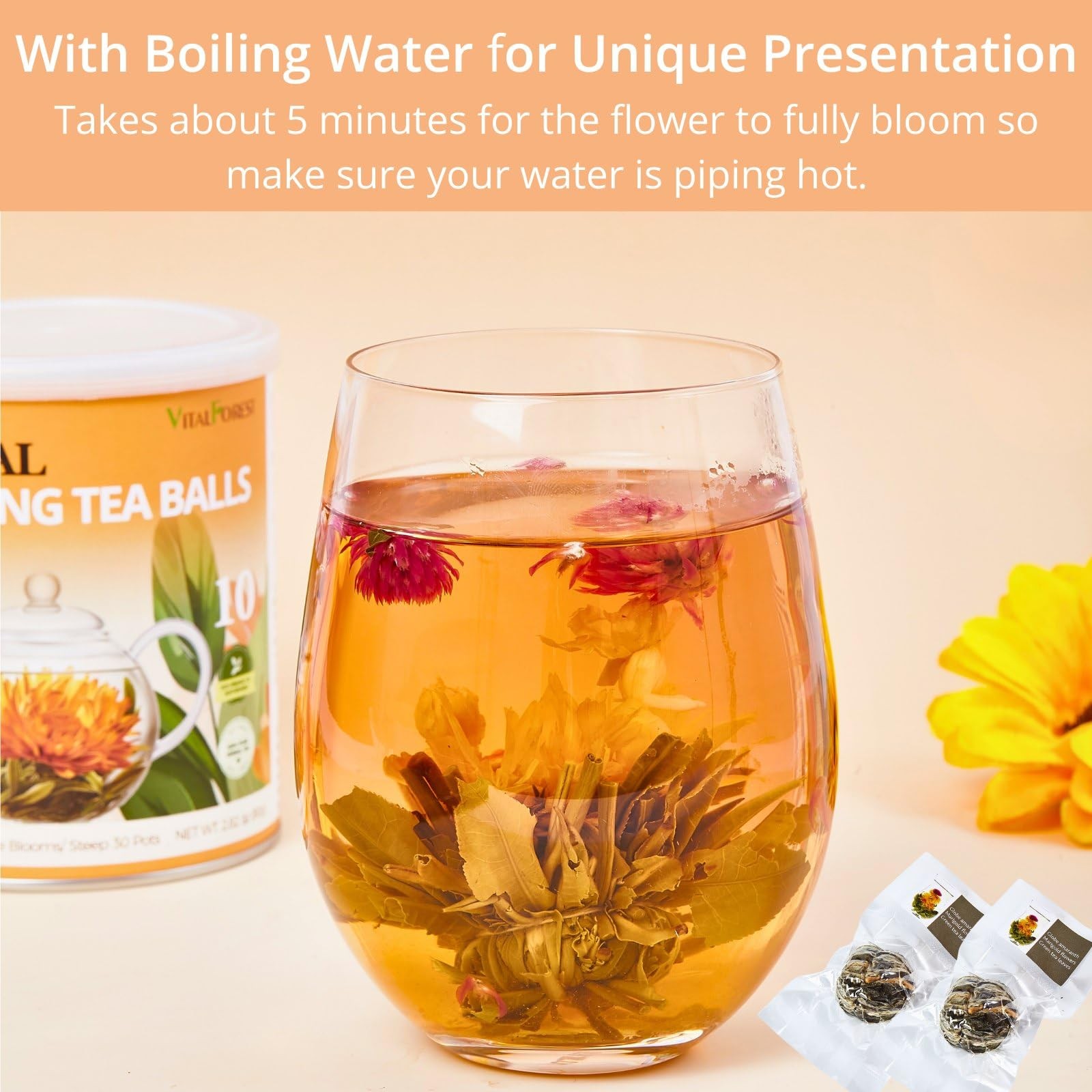 Blooming Tea Gift Set, 10 Unique Varieties Flowering Balls, VitalForest