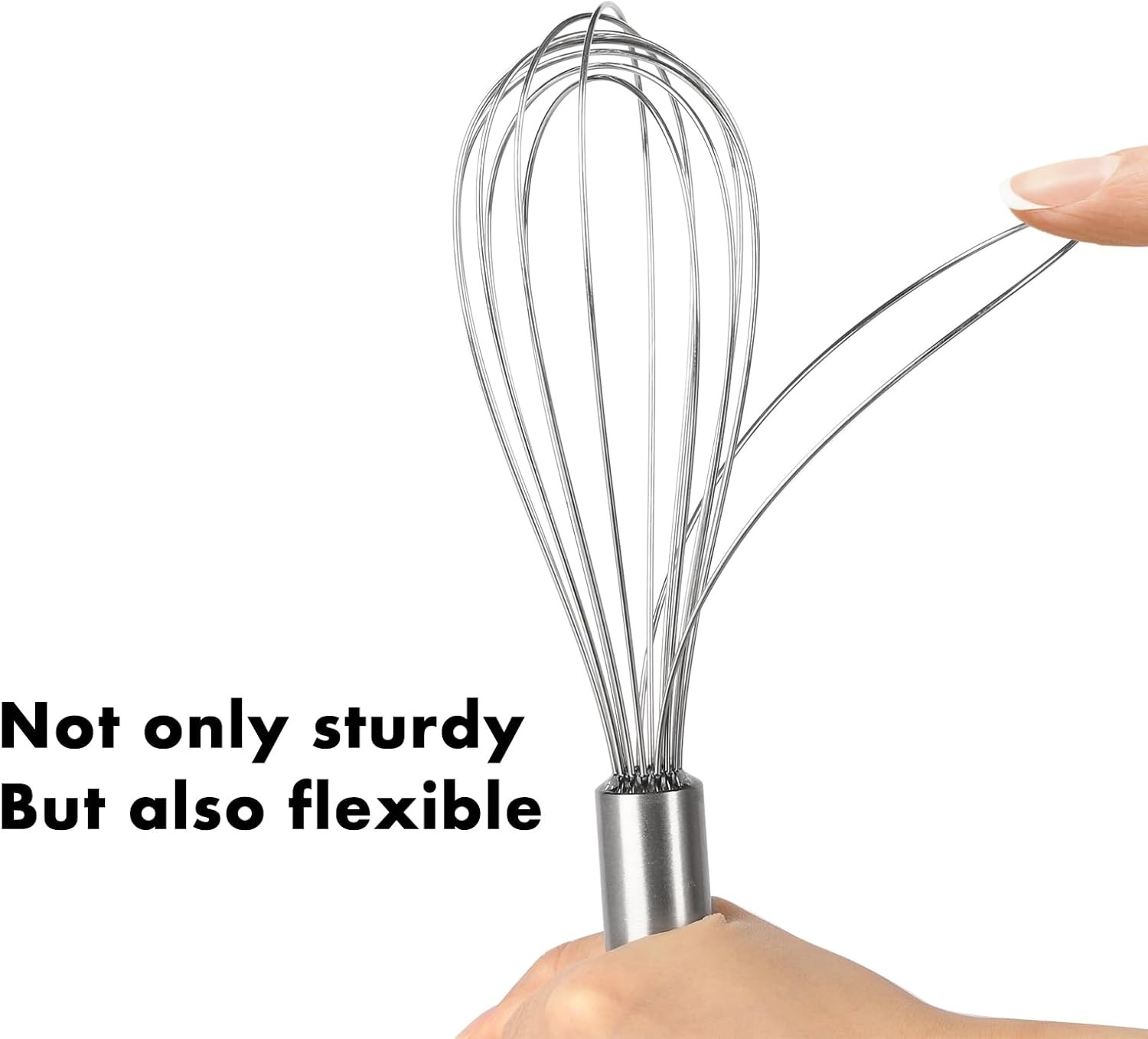 304 Stainless Steel Whisk Set, Dishwasher Safe Rustproof Metal Whisk, Silver
