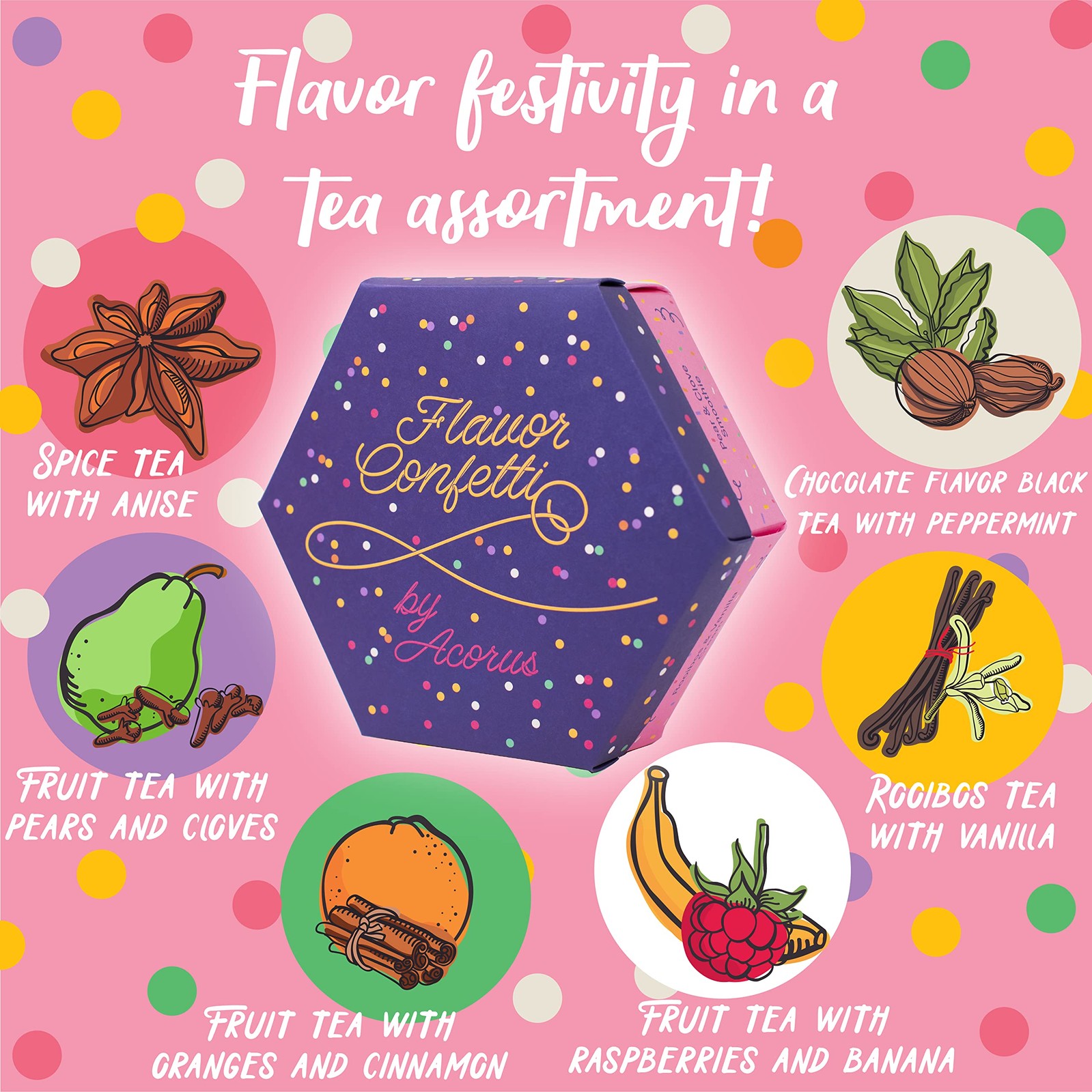 ACORUS Autumn Taste & Flavor Confetti Tea Sets Natural Fruit and Herbal Tea