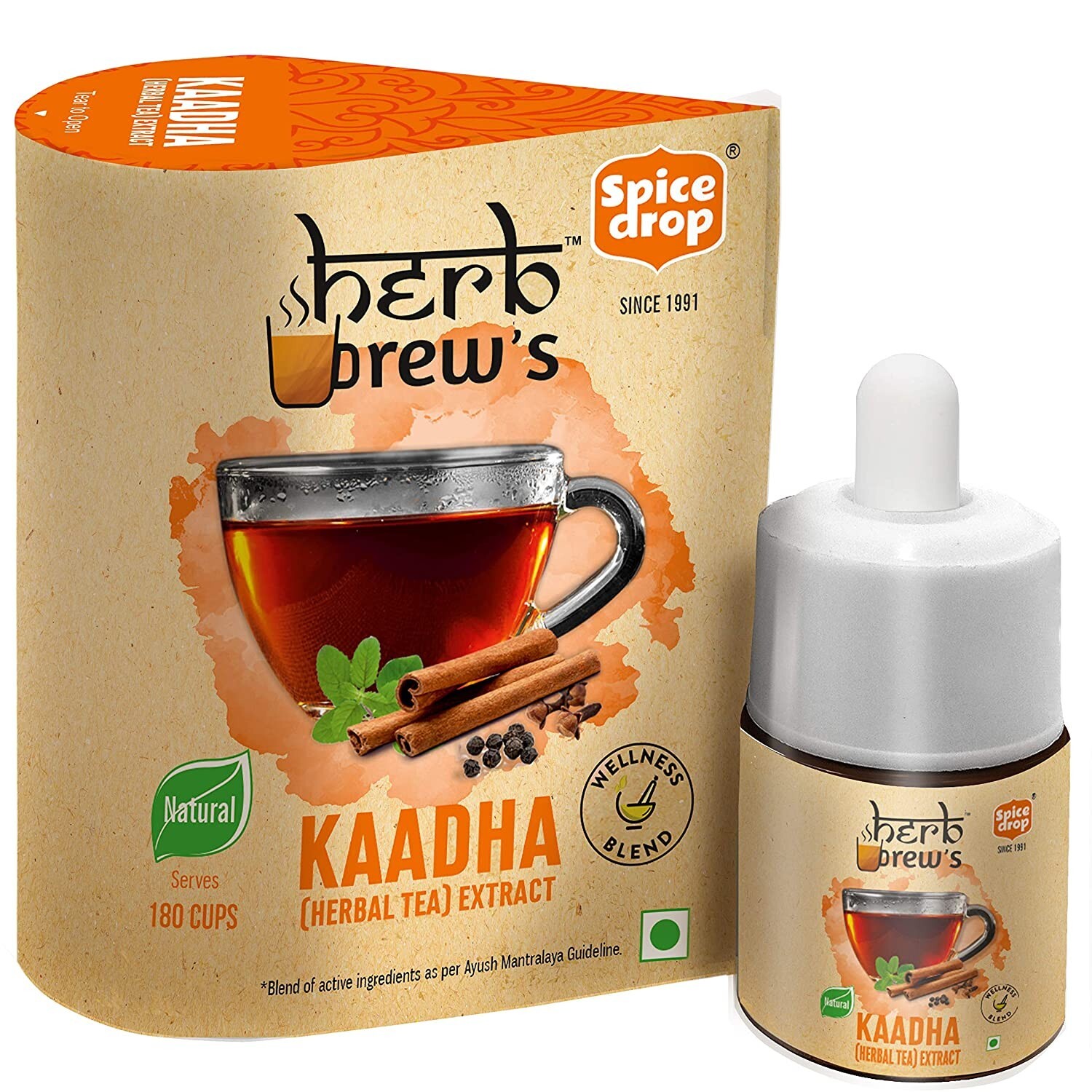 Spice Drop Herb Brews Ayush Kadha/ Kwath Extract for Immunity , 5ml (180 Drops)
