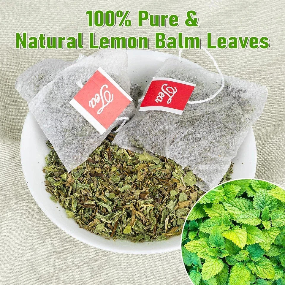 Lemon Balm Tea, 100% Pure & Natural Lemon Balm Leaves Herbal Tea Bags, Promotes