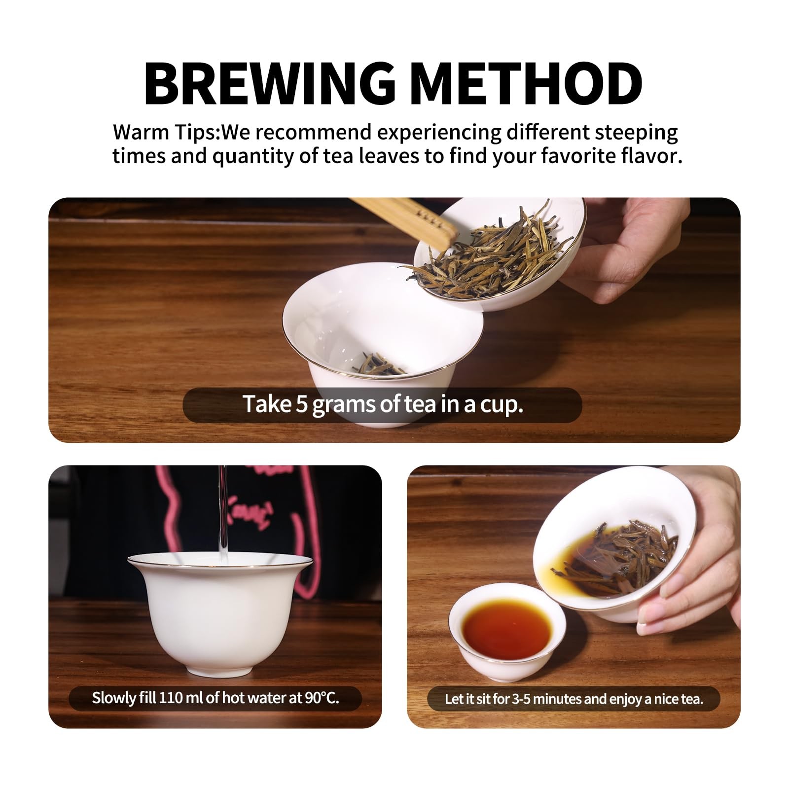 KHS Organic Black Tea Grade AAA Super , 3.17 OZ Chinese Yunnan Tea Loose Leaf