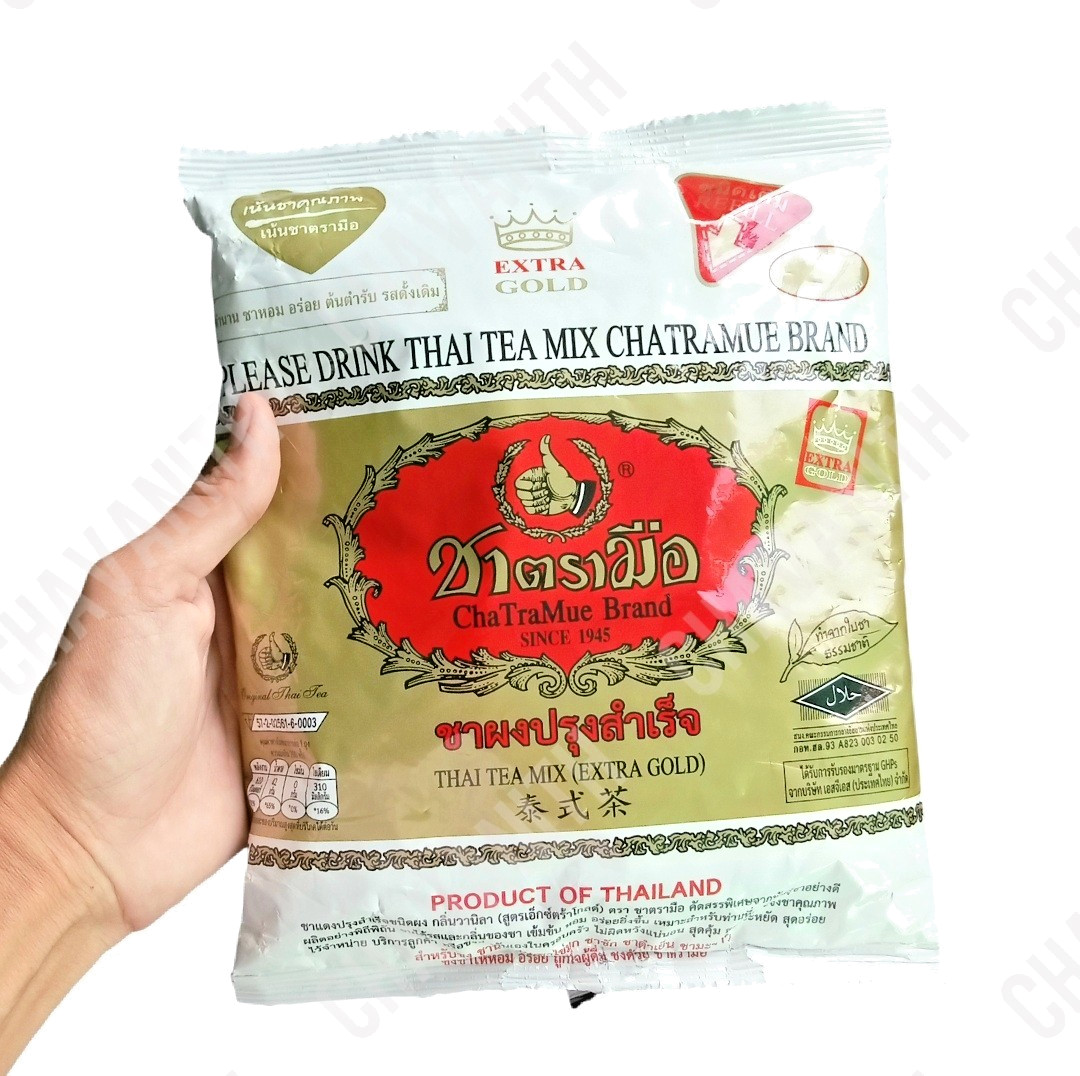 ChaTraMue Thai Tea Mix Powder Extra Gold 14.1 oz (400 g) Bag, Pack of 4【US DDP】