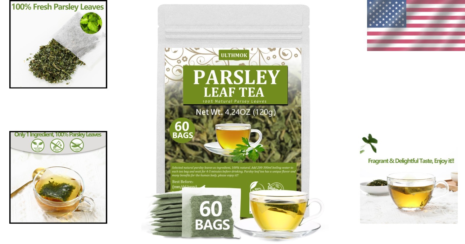 Pure Wild Parsley Tea Bags – Caffeine-Free & Natural 60-Count