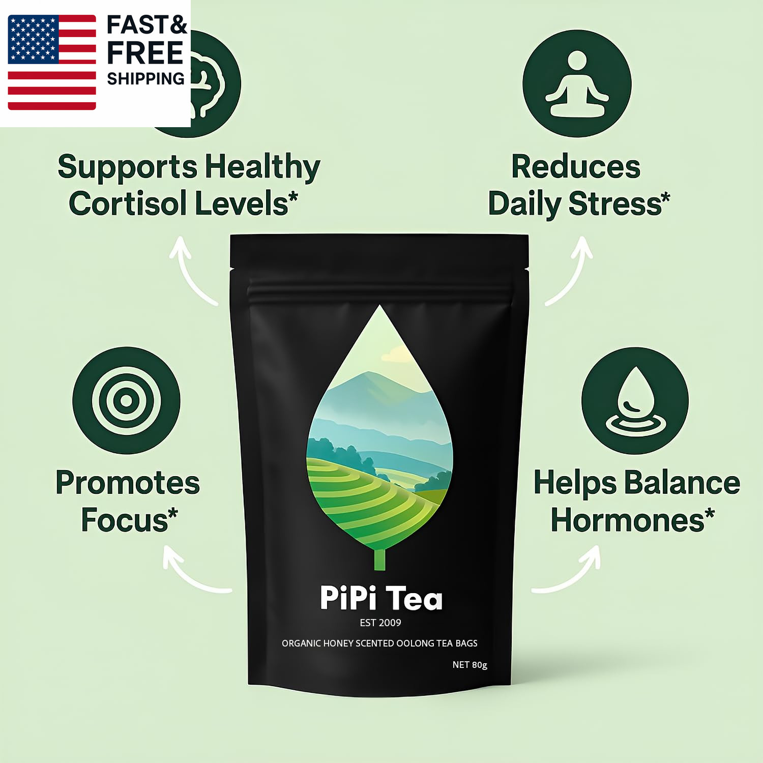 Organic Oolong Tea Bags – Whole Leaf, 20 Bags (4G Each) – Cortisol & Calming Te