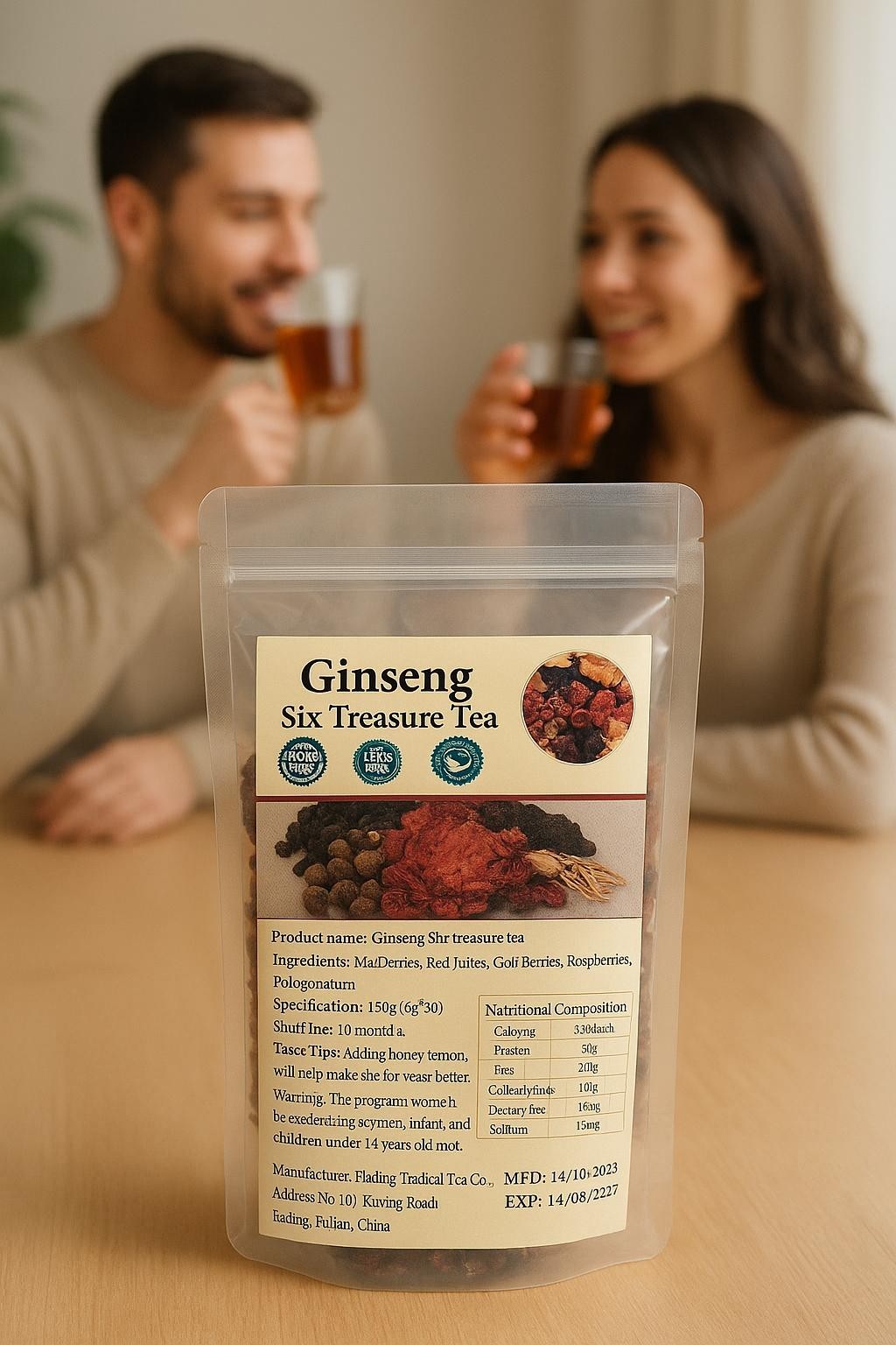 Ginseng Six Treasure Tea Kidney Tea Liver Tea Red Date Wolfberry Tea Health