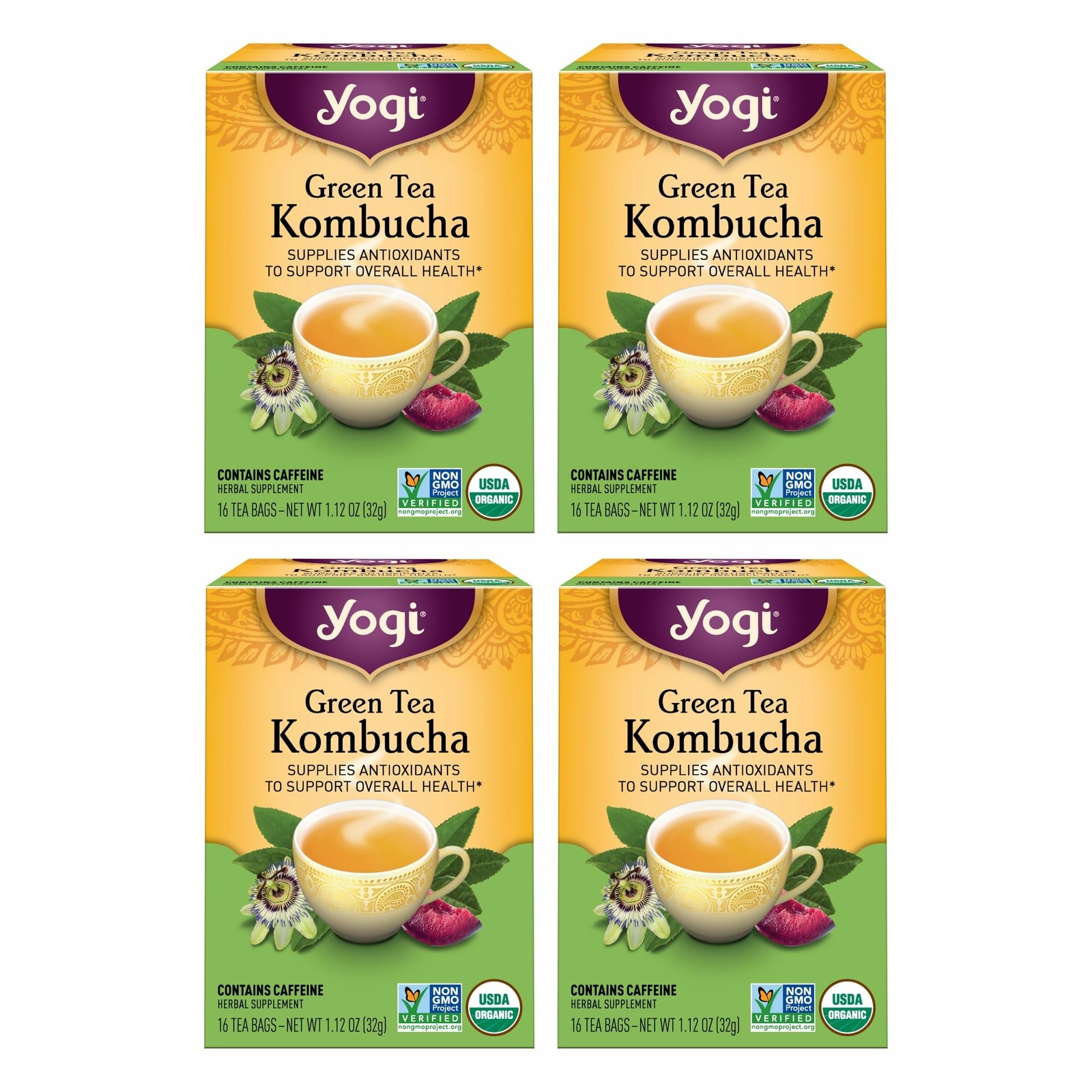 Yogi Tea Green Kombucha – 16 Bags per Pack (4 Packs) 16 Count (Pack of 4)