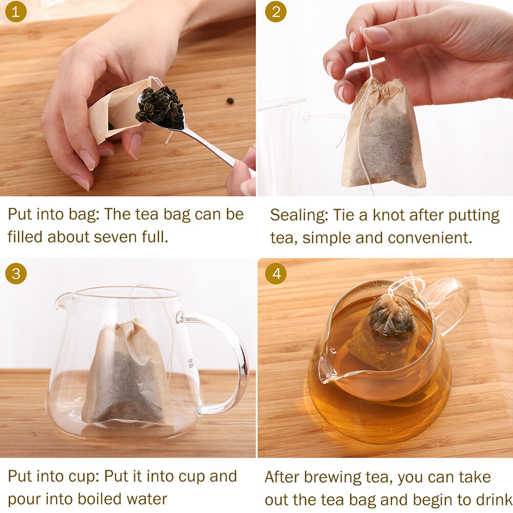 100Pcs Paper Tea Strainer Bag Unbleached Empty Infuser Sachets