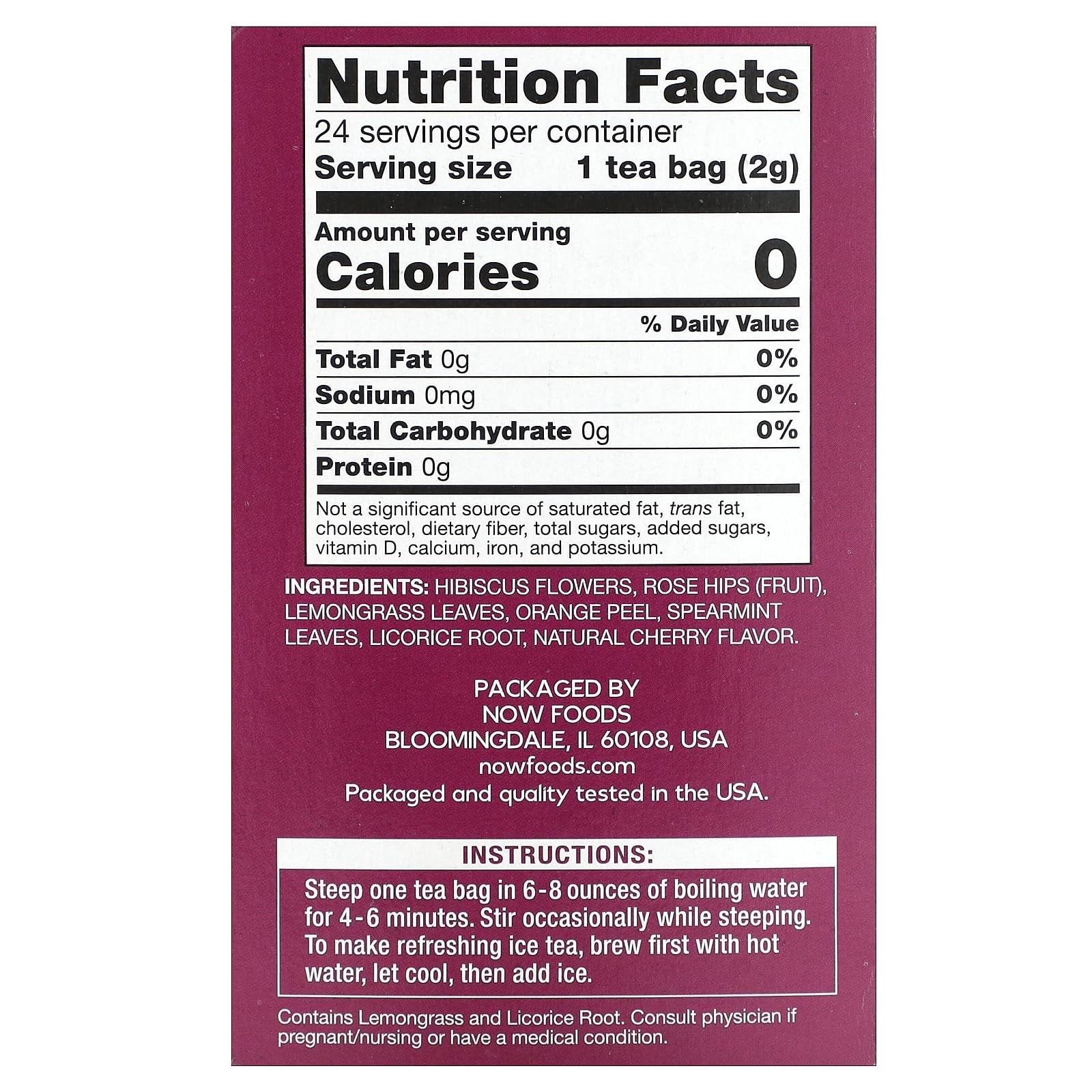 Heavenly Hip Hibiscus Tea Bags Pack of 24 Caffeine Free Non GMO Kosher