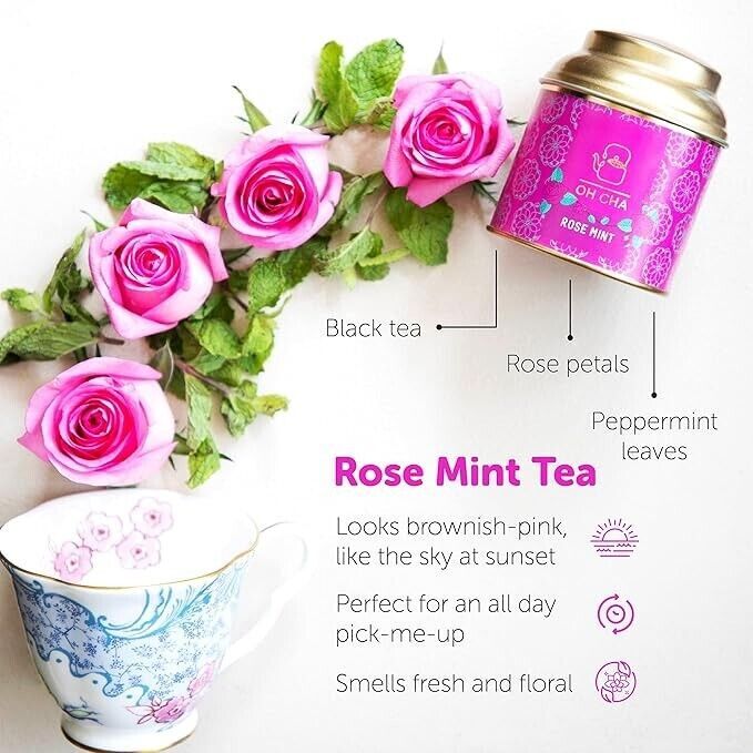 OH CHA Rose Tea with Mint 35gms Herbal Tea for Weight Loss.