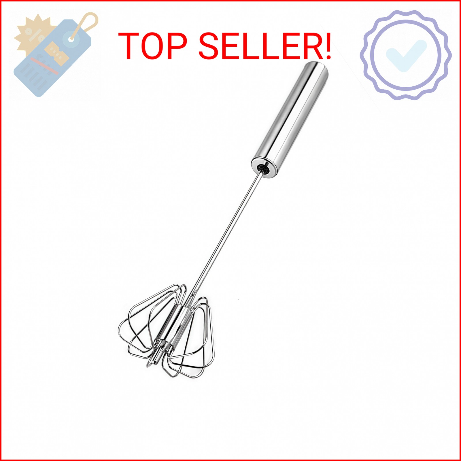 Digead Stainless Steel Egg Whisk, Hand Push Rotary Whisk Blender, Versatile Milk
