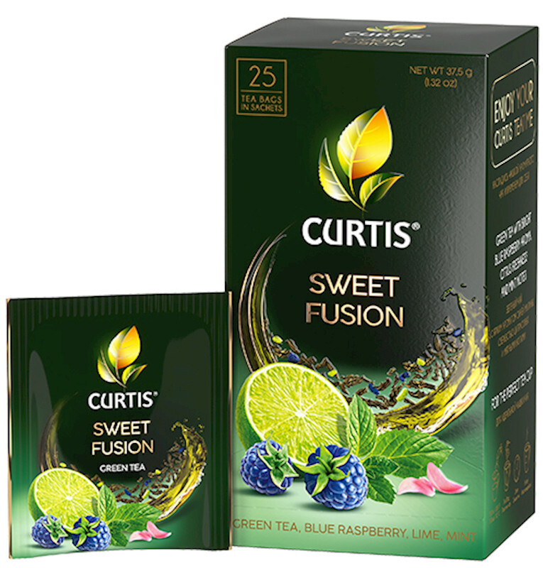 Curtis Green Tea SWEET FUSION 25 Tb Made Russia No GMO Blue Raspberry Lime Mint
