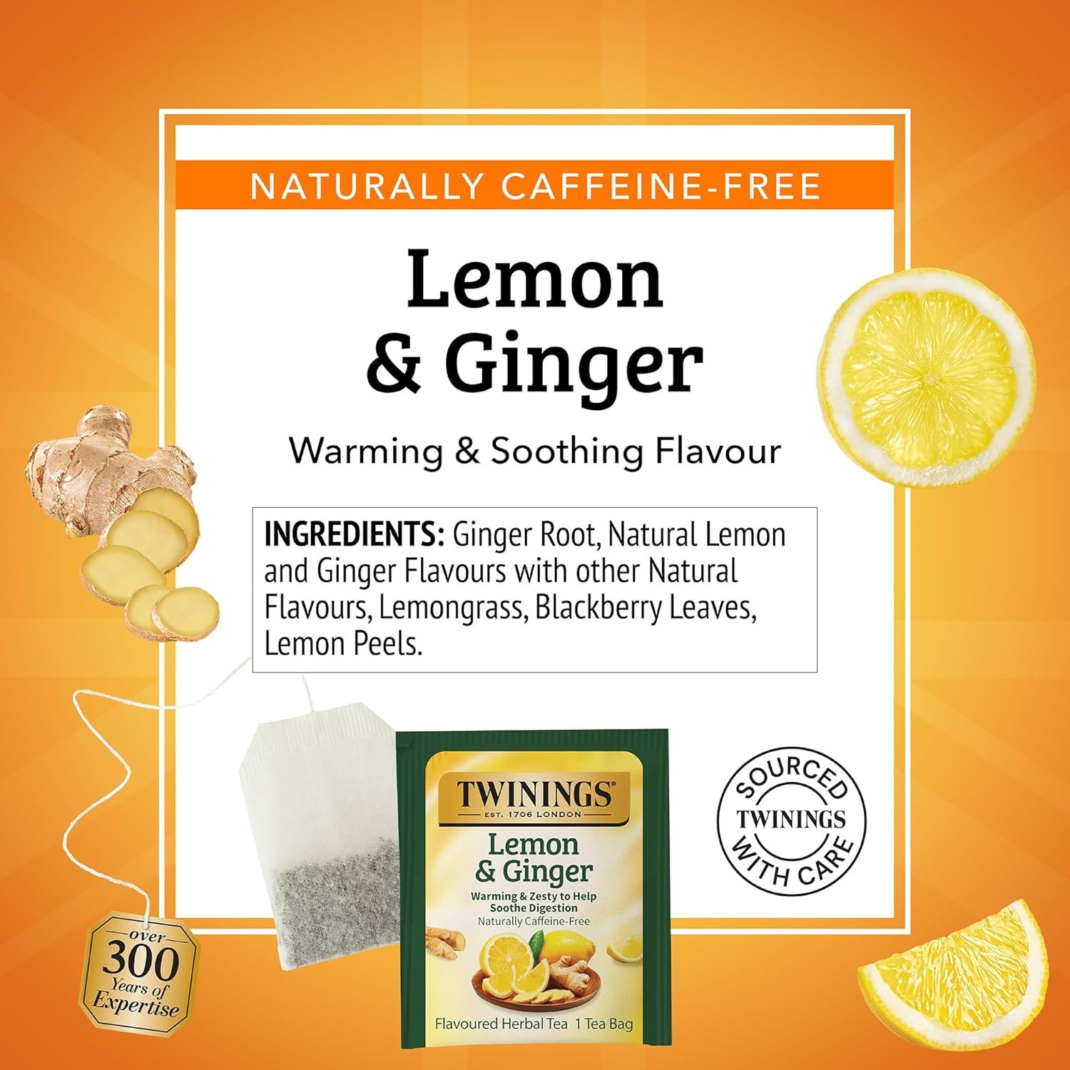 Twinings Lemon & Ginger Herbal Tea Individually Wrapped 100 Count (Pack of 1)