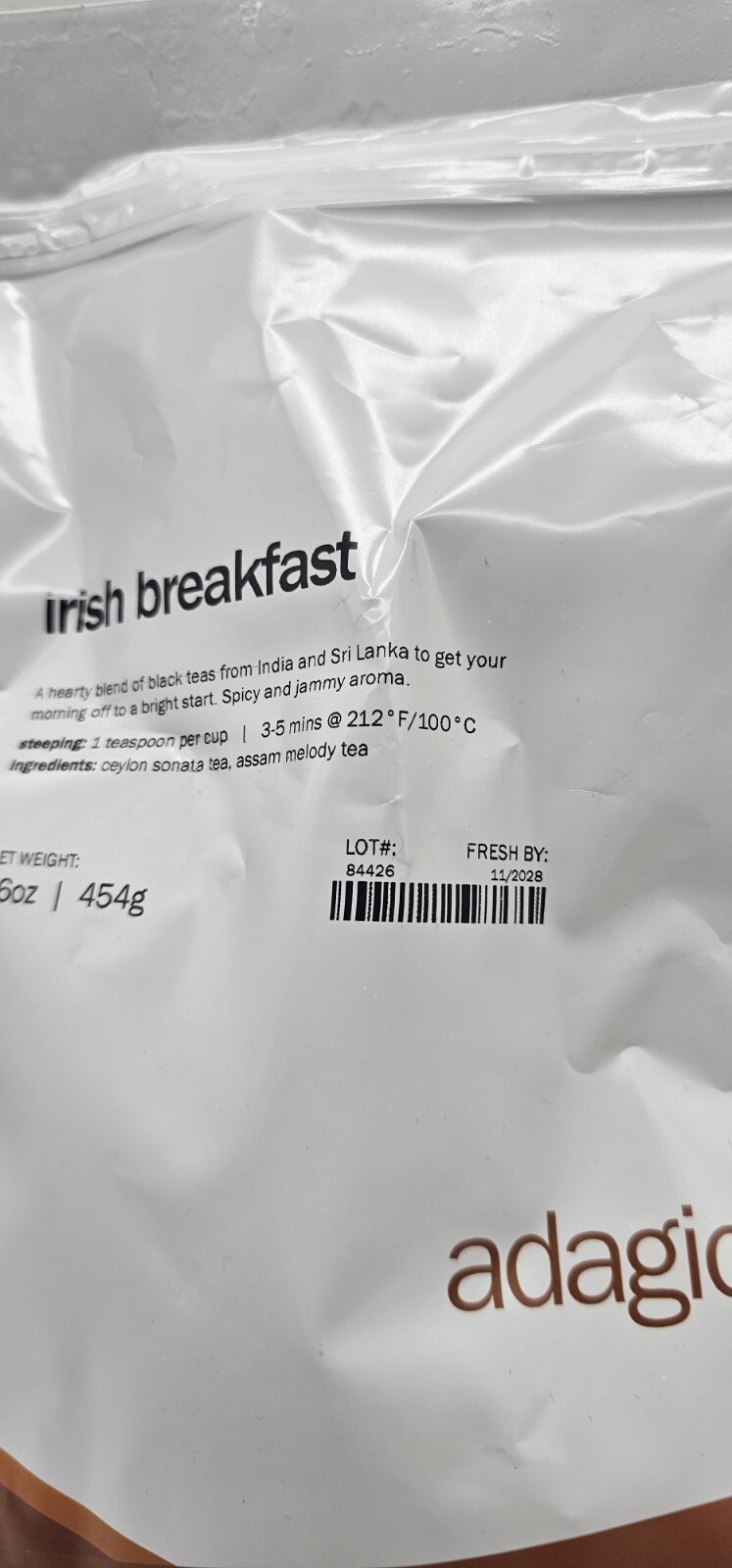 Adagio Teas Irish Breakfast 16oz Exp 11/2028