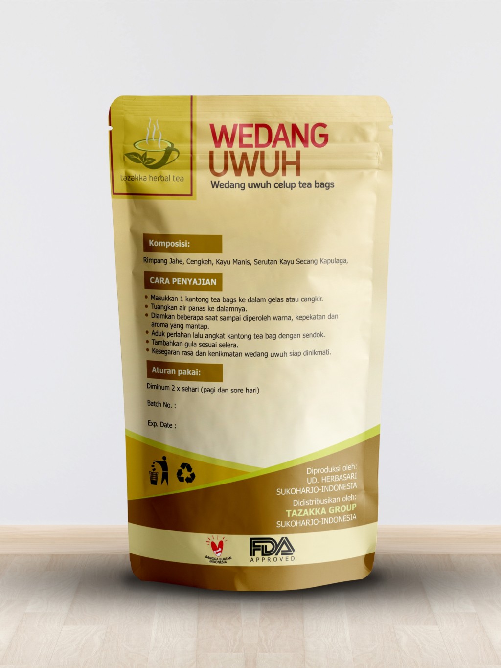 3x Wedang Uwuh Spiced Herbal Tea Bags 50g (150g total) aroma ritual flavor
