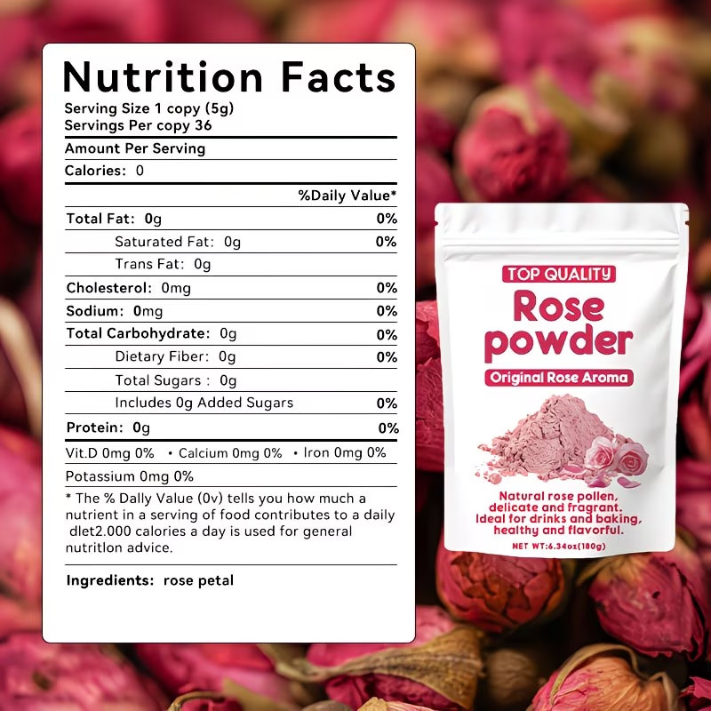 Finely Ground Rose Petal Powder Suitable Herbal Tea Latte Baking & Desserts