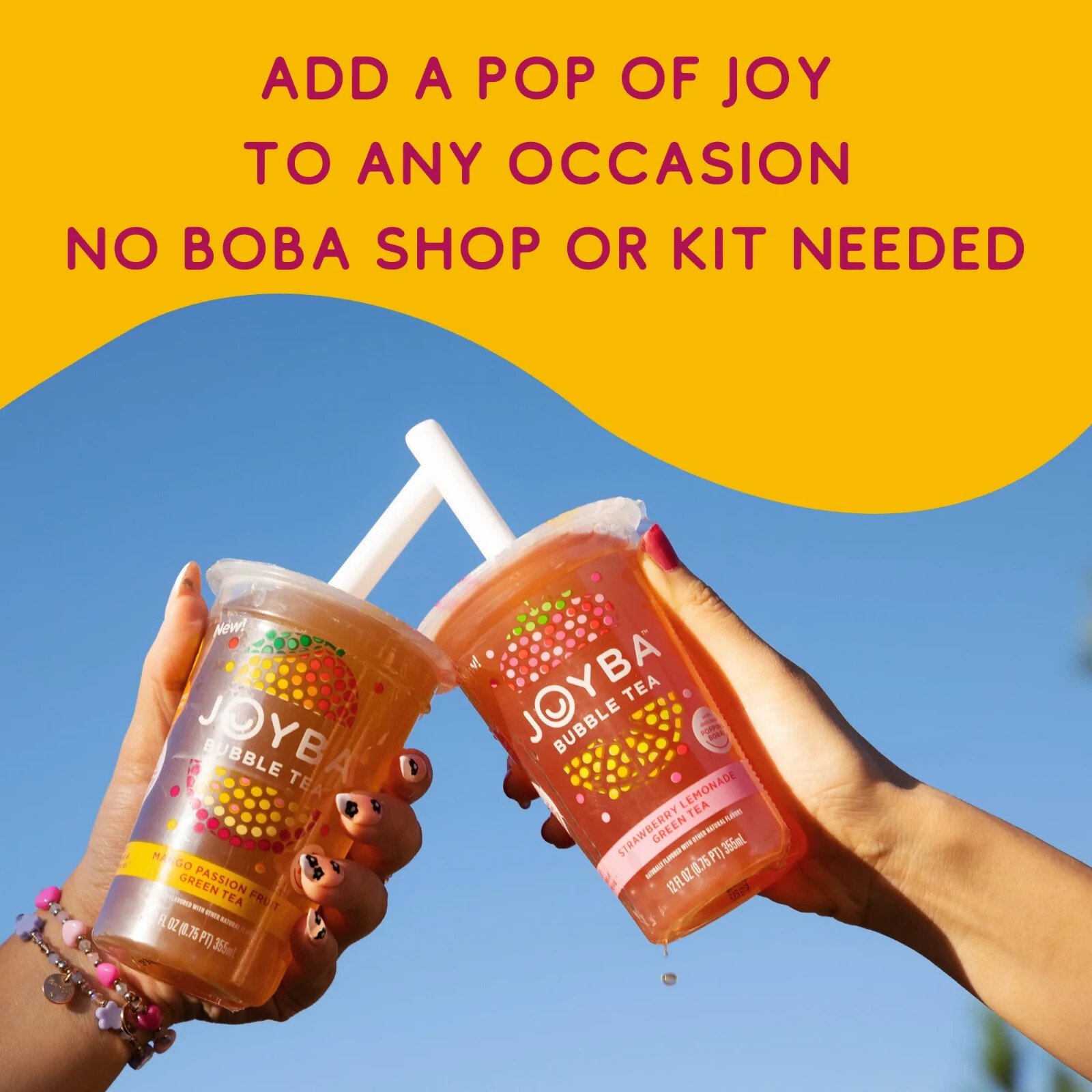 Joyba Mango passionfruit green tea Bubble Tea, 12 fl oz (Pack of 4).