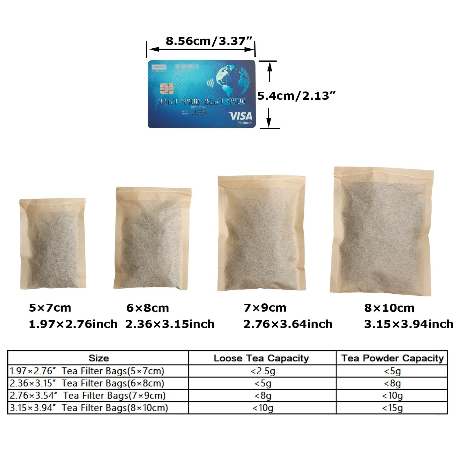 Disposable Drawstring Tea Bags Unbleached Paper Filter for Loose Tea & Herbs