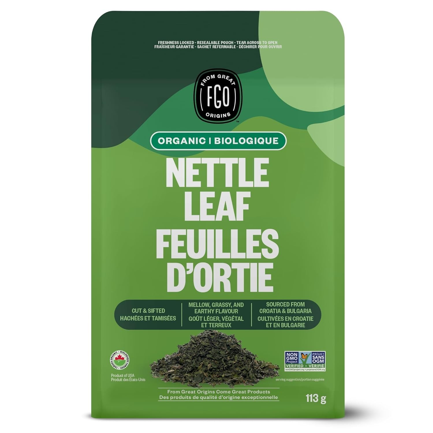 Caffeine-Free Organic Nettle Leaf Tea, 4oz Resealable Bag – Immune Support