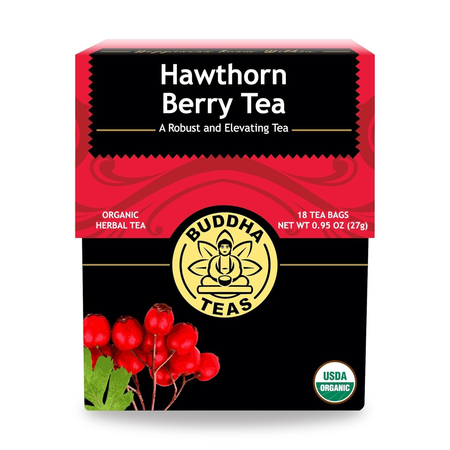 Caffeine-Free Organic Hawthorn Berry Tea – 18 Bleach-Free Bags for Digestion