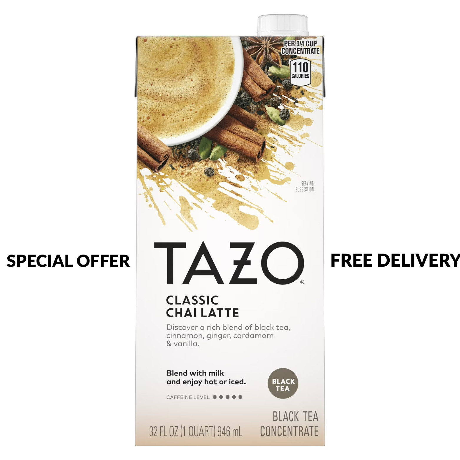 TAZO Classic Chai Latte Black Tea Concentrate, Made from Real Black Tea, 32oz…