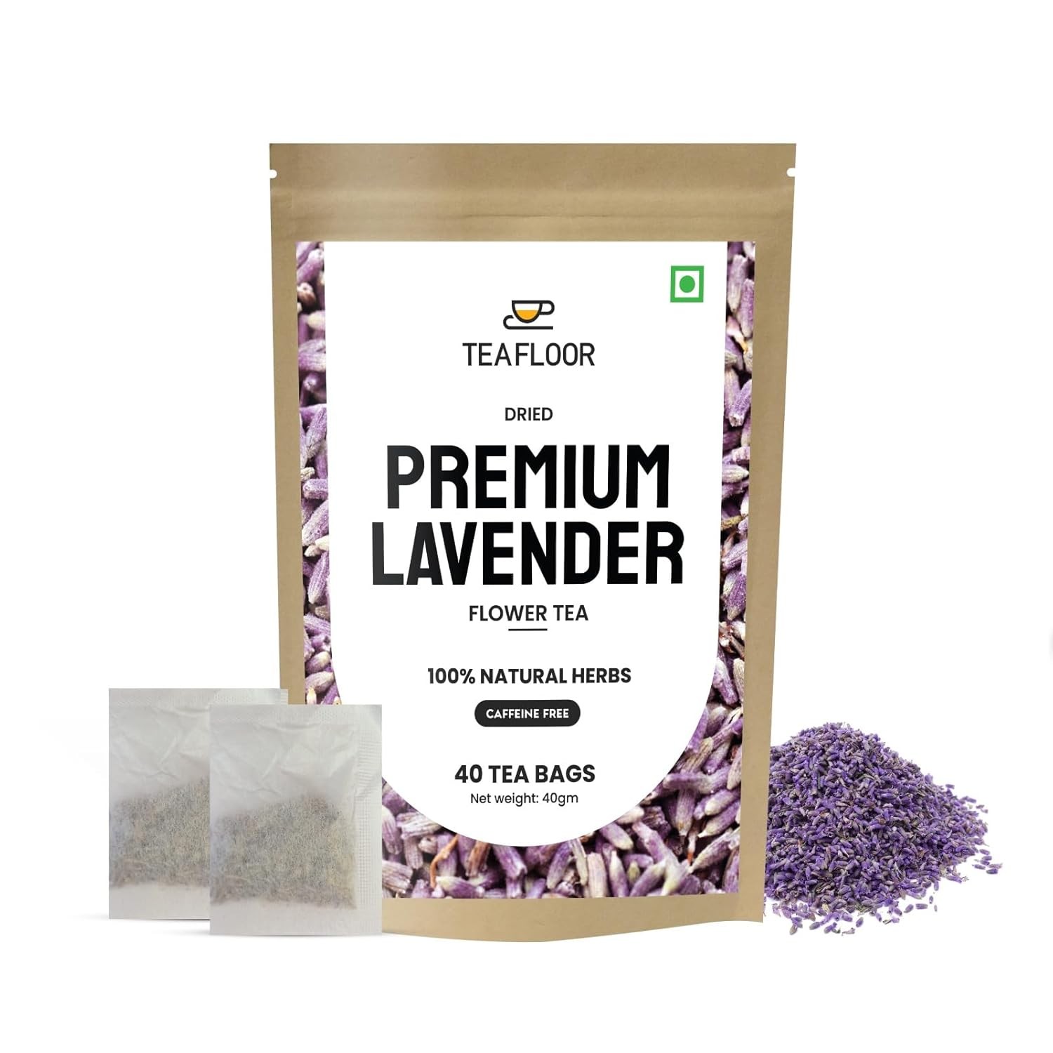 Teafloor Lavender Flower Tea Bags, 1gm Each Set Of 40 Tea Bags