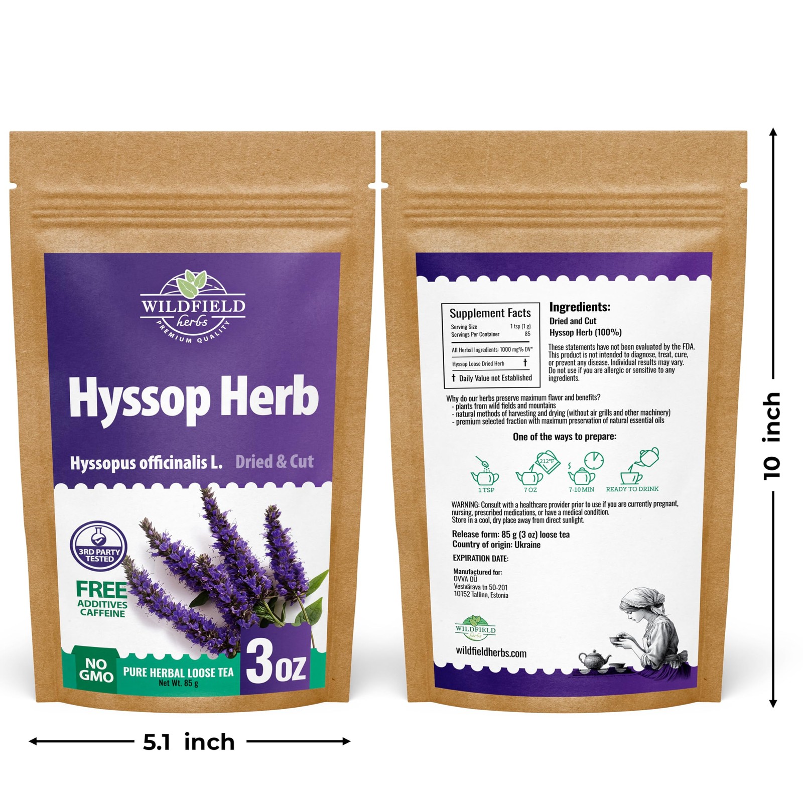 Hyssop Dried Herb Tea – 3 oz 85g Organic Herbal Remedy for Wellness
