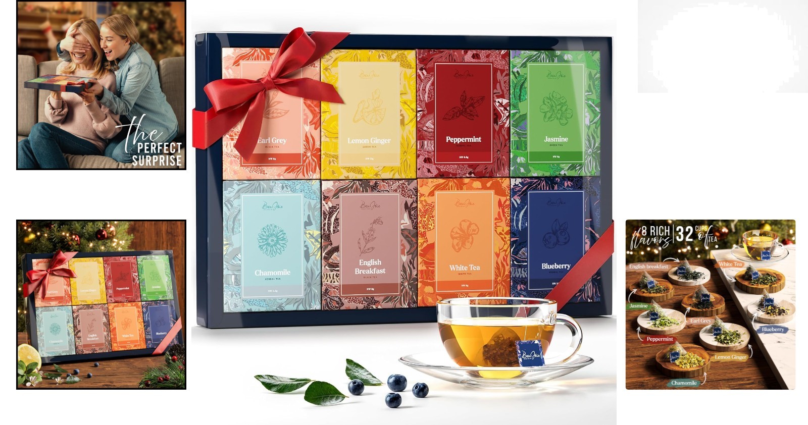 Luxurious Tea Gift Set: 32 Loose Leaf Bags with 8 Exquisite Flavors for Gifting