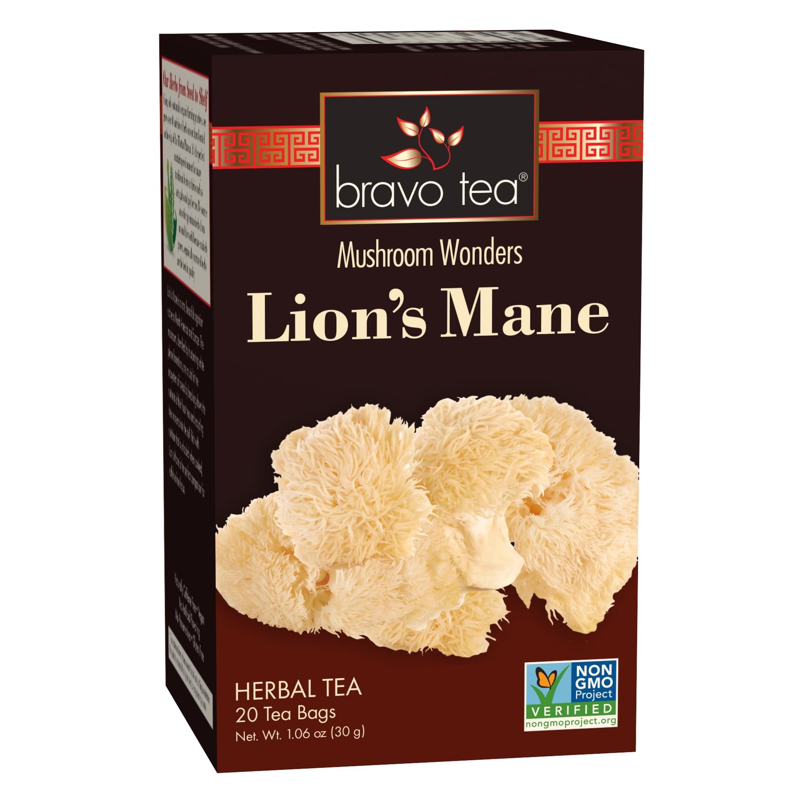 Bravo Tea Lion’s Mane Mushroom Herbal Caffeine 1.06 Ounce (Pack of 1)