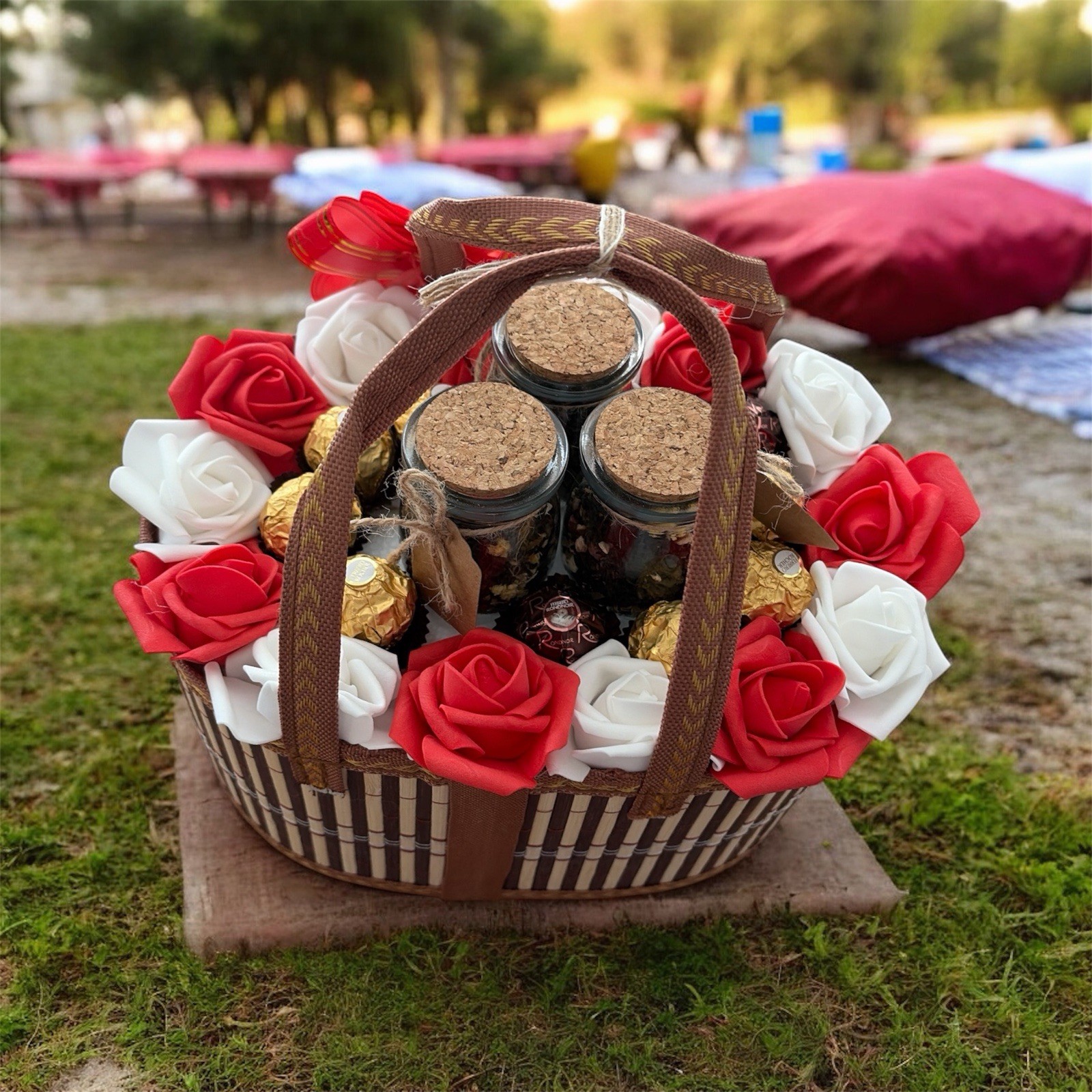 Handcrafted Bamboo Tea and Candy Gift Basket – Aromatic Teas, Chocolates