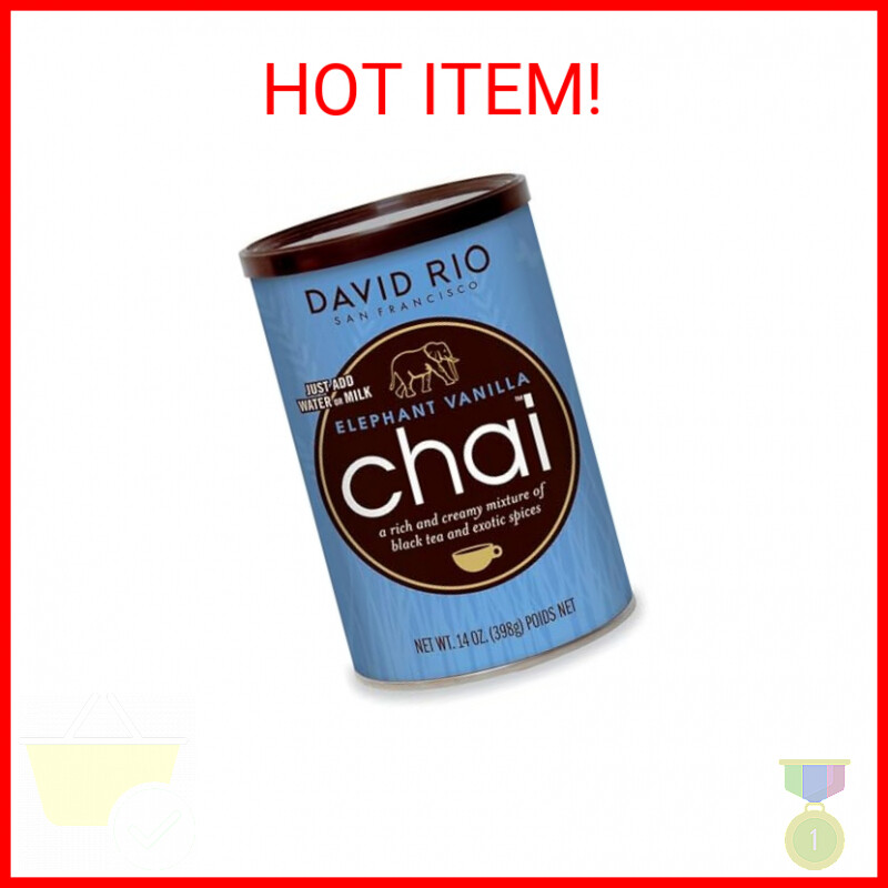 Elephant Vanilla Chai Tea Latte Mix, 14 Oz, Black Tea, Organic Spices, Dairy Fre