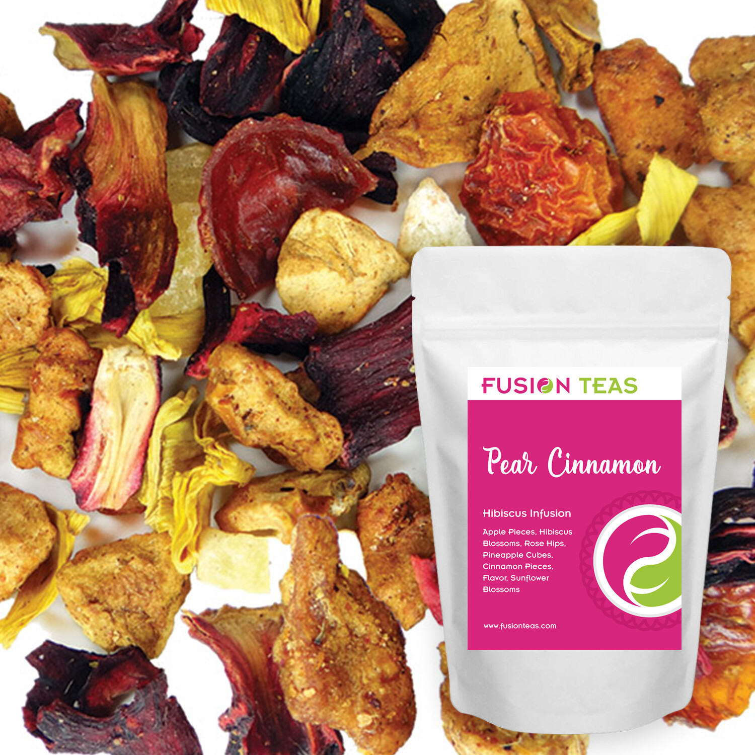 Pear Cinnamon Hibiscus Fruit Tea – Herbal Loose Leaf Tisane – Fusion Teas