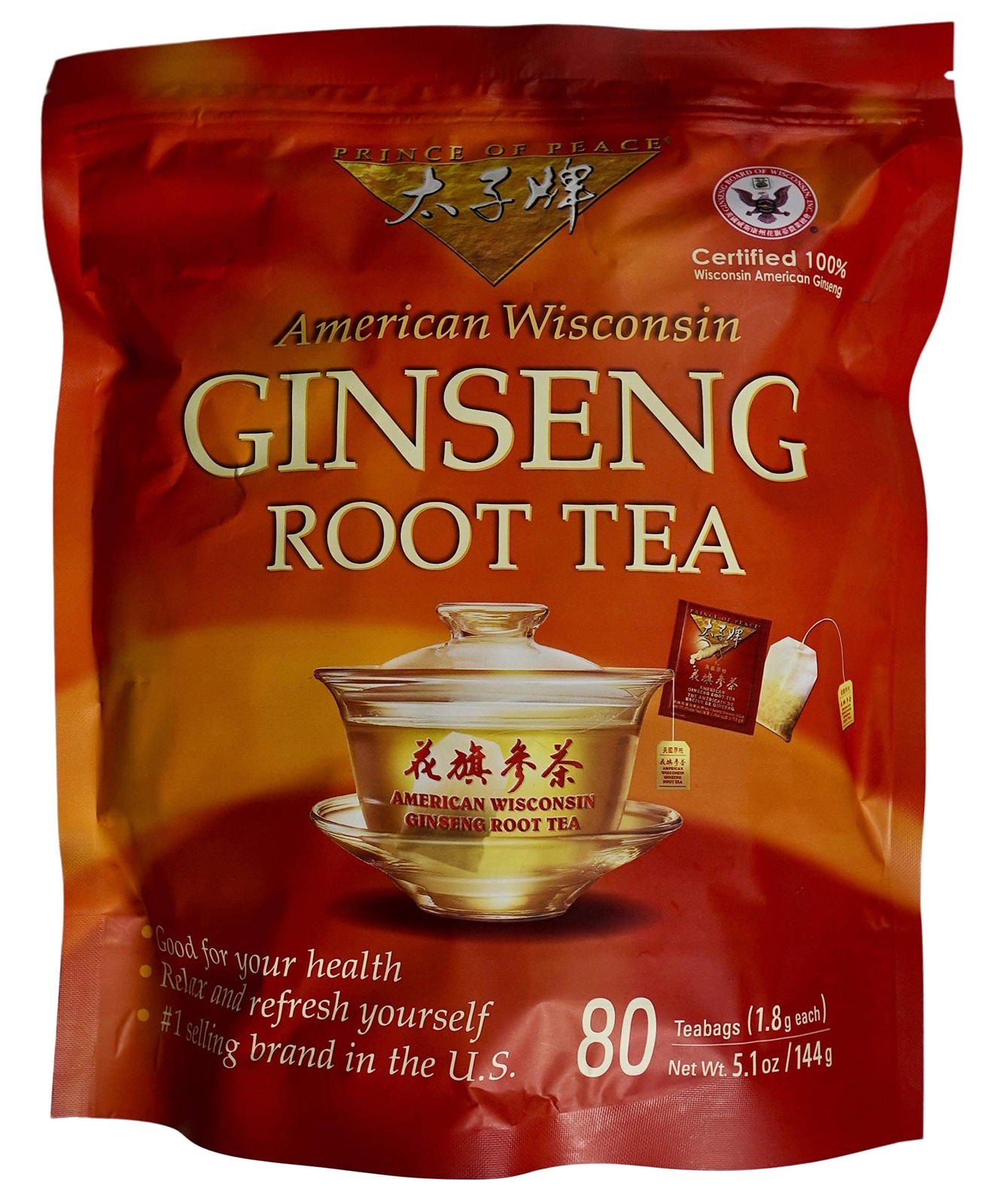 Wisconsin American Ginseng Tea 80 Count Health Relaxation Made in USA