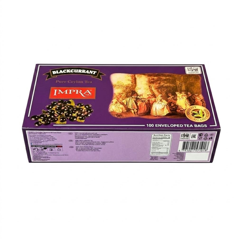 Impra Blackcurrant Flavored Ceylon Black Tea – 100 Individually 1 Pack