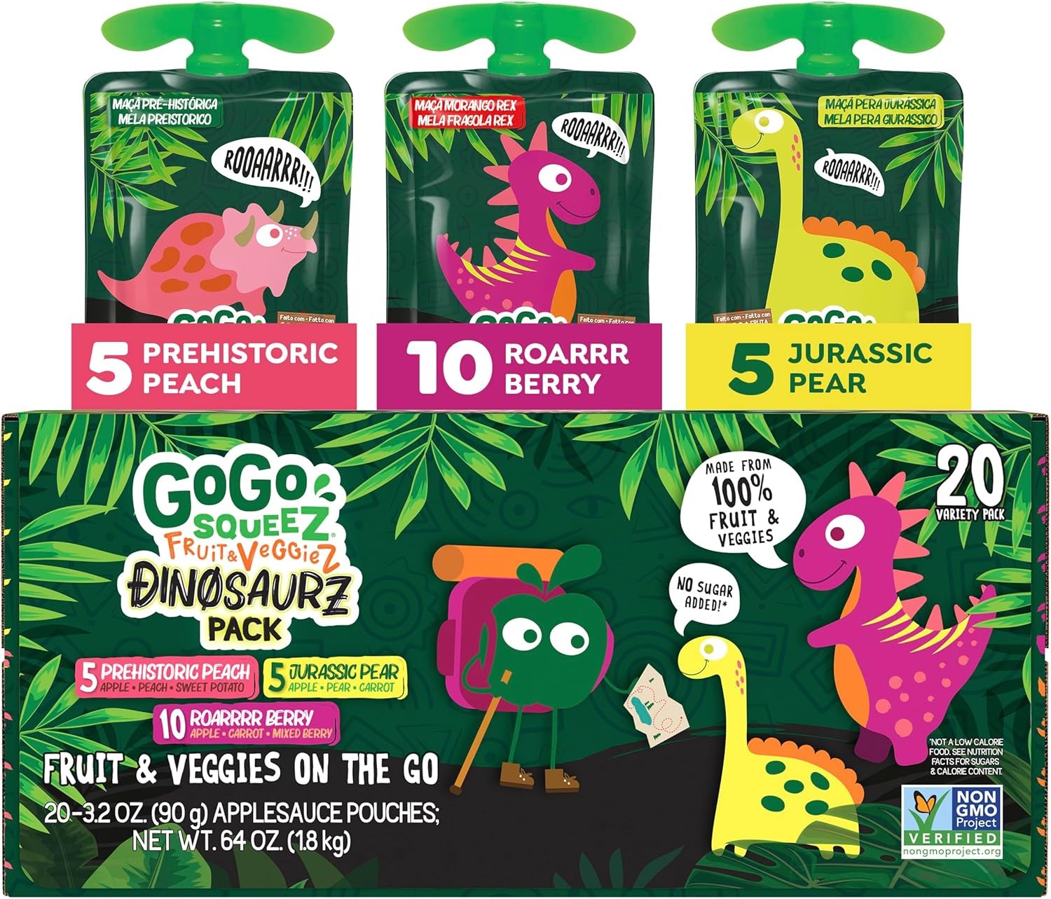GoGo squeeZ No Sugar Added Fruit & veggieZ Applesauce and Puree Variety Pack,