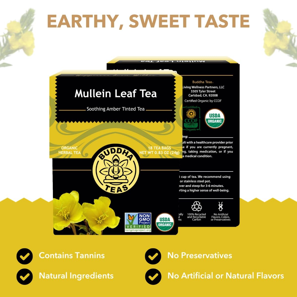 Mullein Leaf Organic Herbal Tea Single Ingredient Warm Amber Hue Mild Earthy