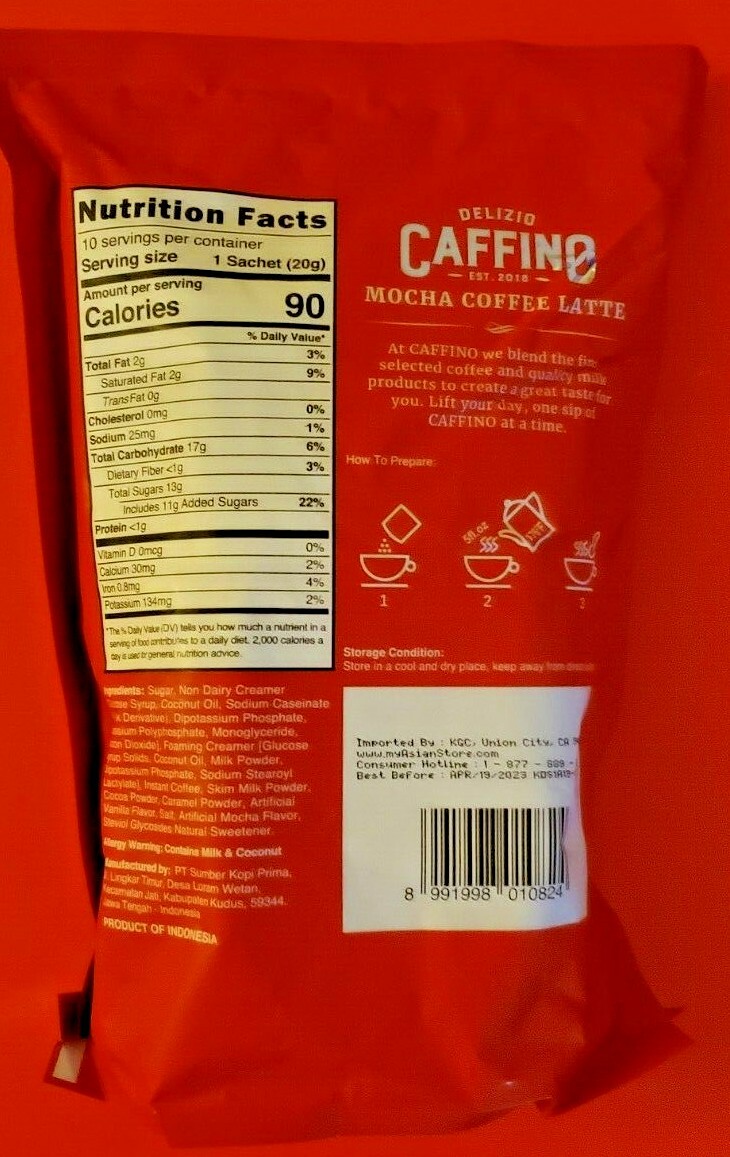3 VARIETY PACK DELIZIO CAFFINO COFFEE LATTE 3 IN 1 INSTANT COFFEE WITH MILK