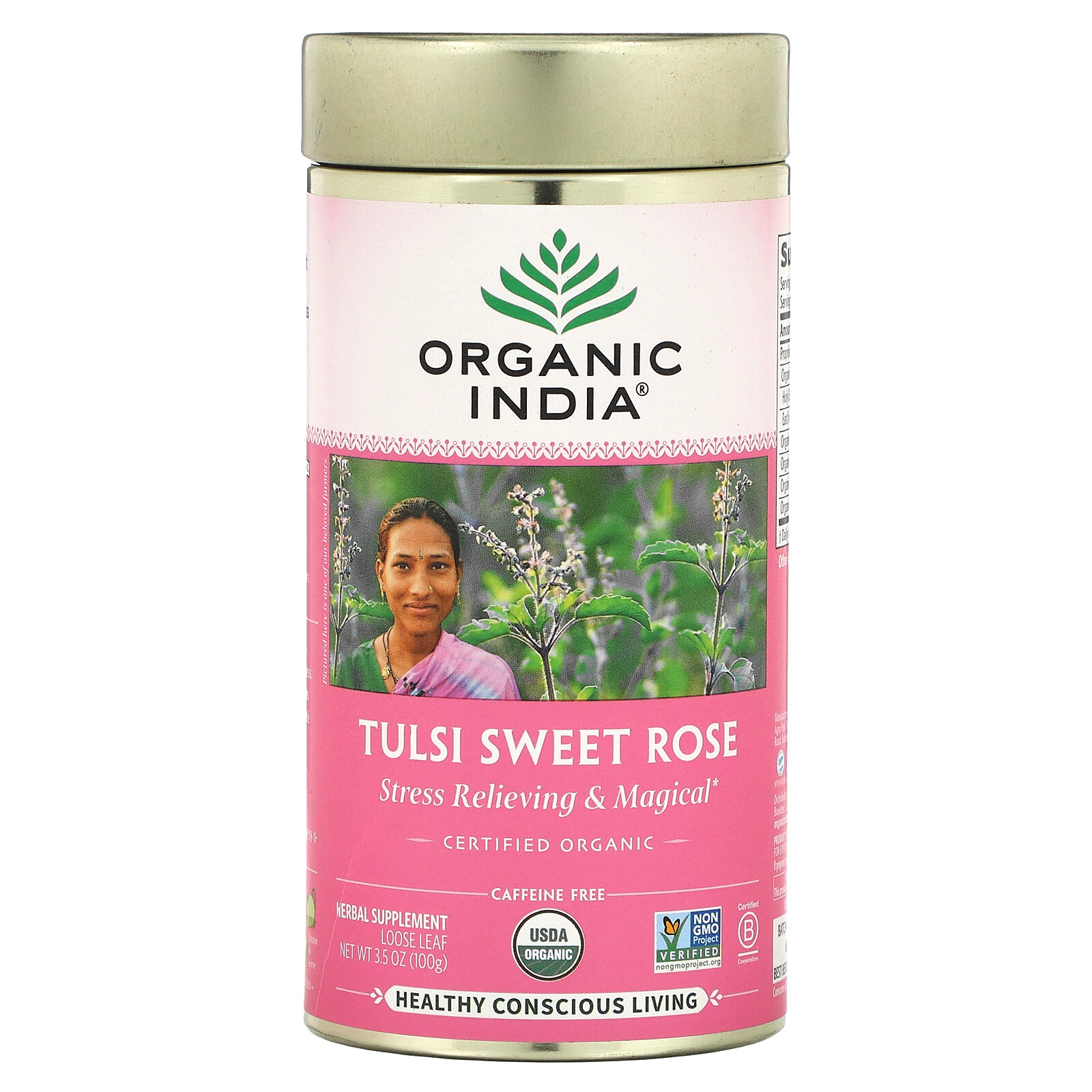 Tulsi Sweet Rose, Caffeine-Free, 3.5 oz (100 g)