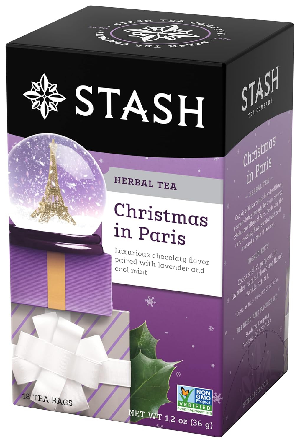 Stash Tea Christmas in Paris Herbal Tea, Non GMO, Premium Bags, 108 Count