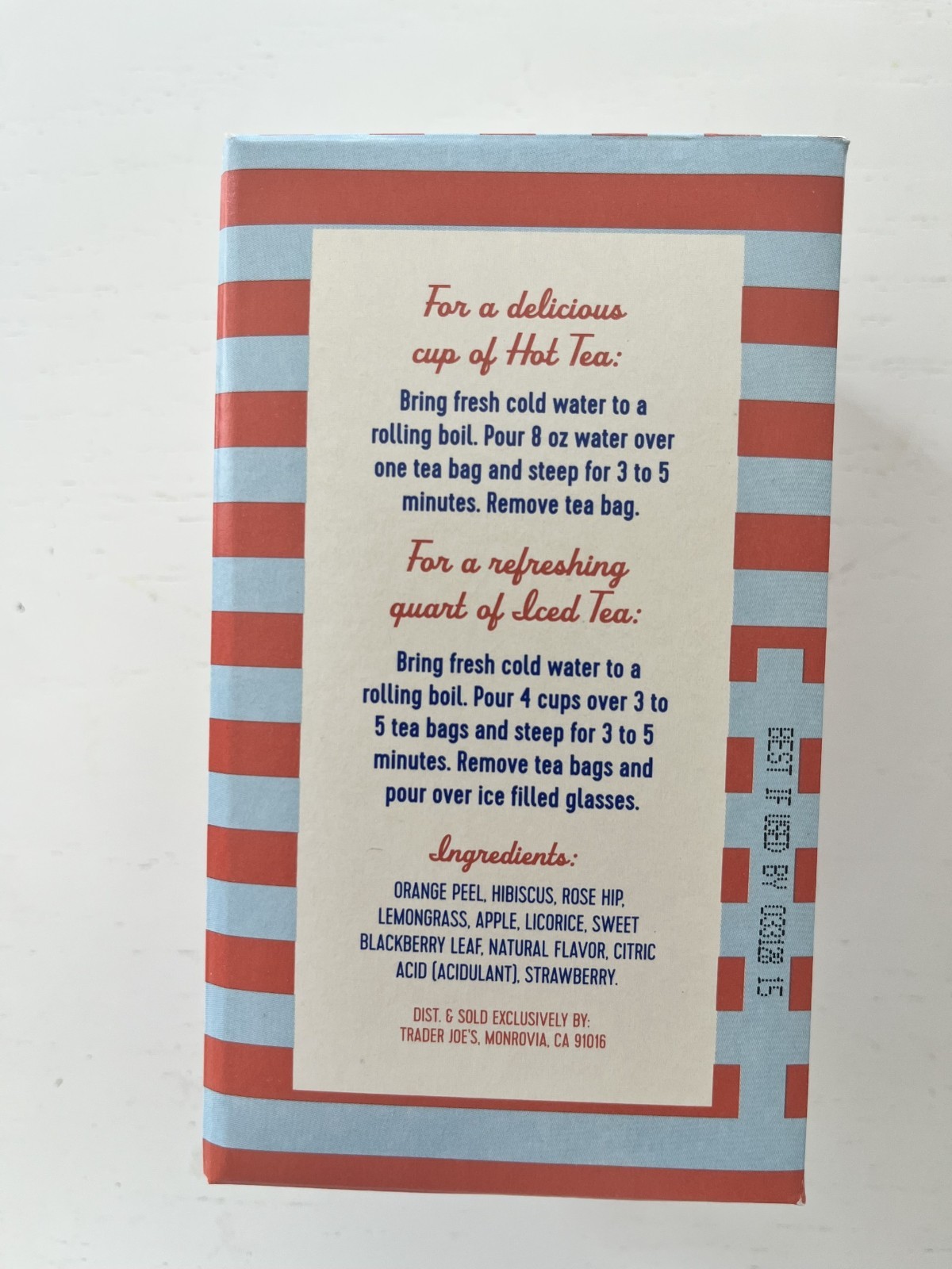 Trader Joe’s CITRUS BERRY Herbal Tea 20-Tea Bag Great Hot or Iced!