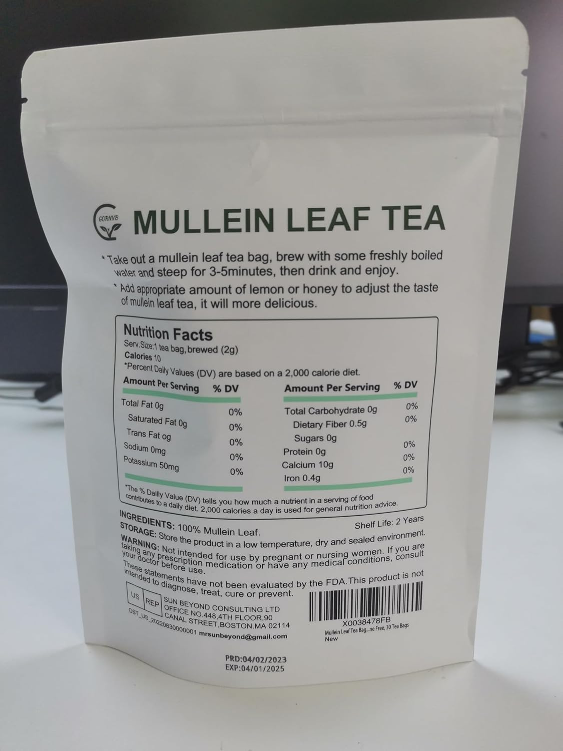 Mullein Leaf Tea Bags – Lungs Cleanse and Respiratory Support, Herbal Teas, Caff