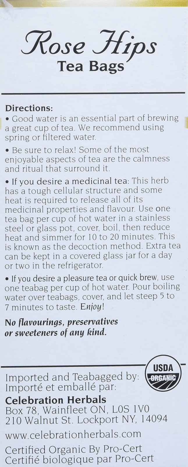 Rose HIPS Tea Organic 24 Bag 0.02 Pound