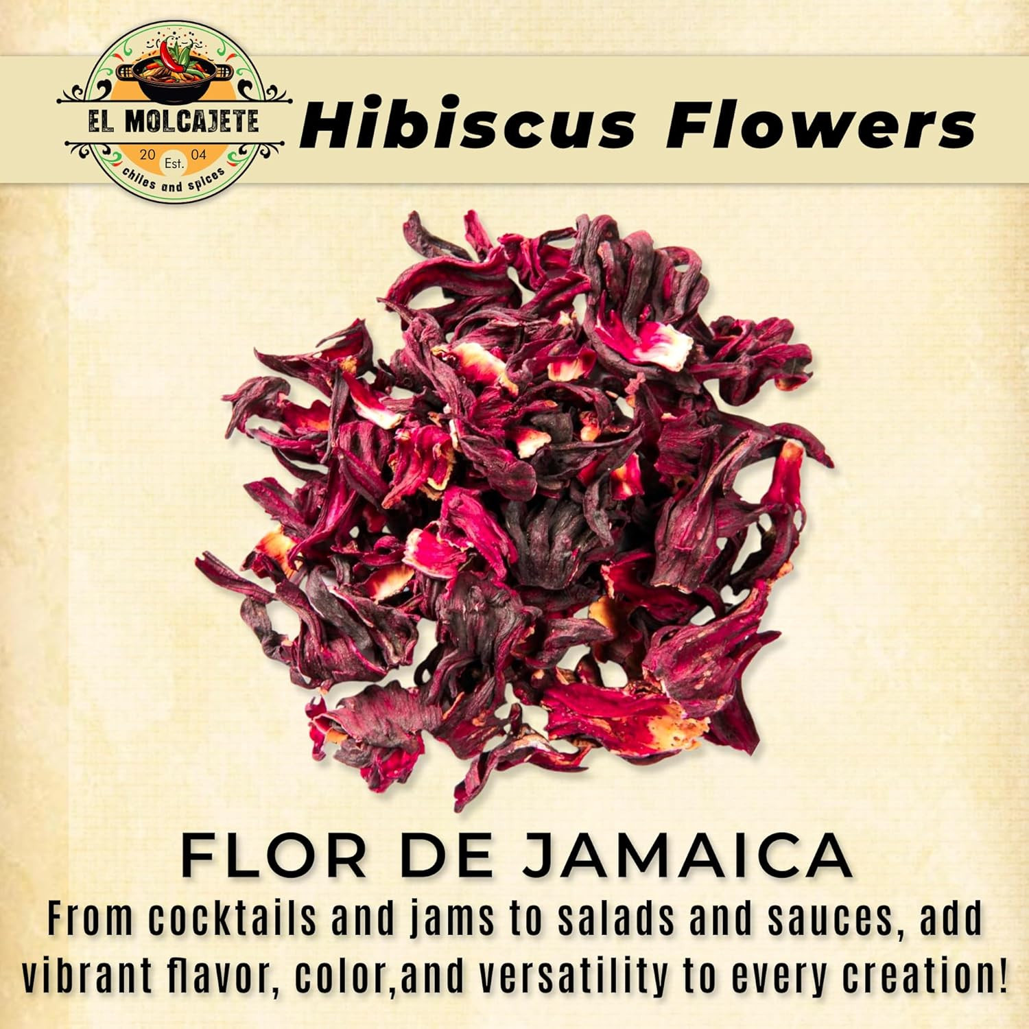 Hibiscus Flower Cut Sifted – Organic, Natural – Flor de De Jamaica –