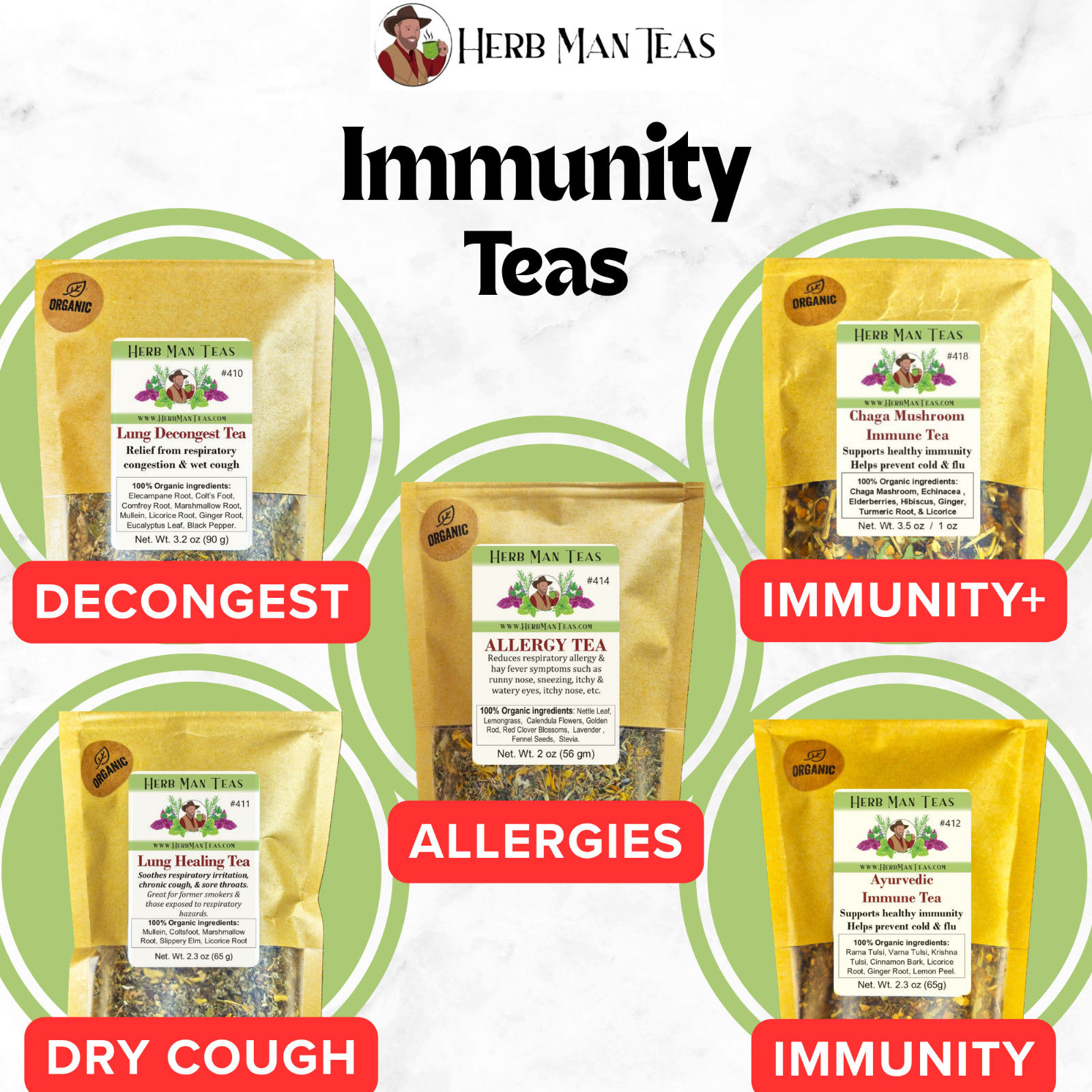 IMMUNE TEA -proven Immune formula to never get a cold by mater herbalist -3 oz.