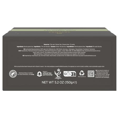 Pure Green Tea Bags – 100 Individually Wrapped, Caffeinated, Hot/Iced, Mellow Fl