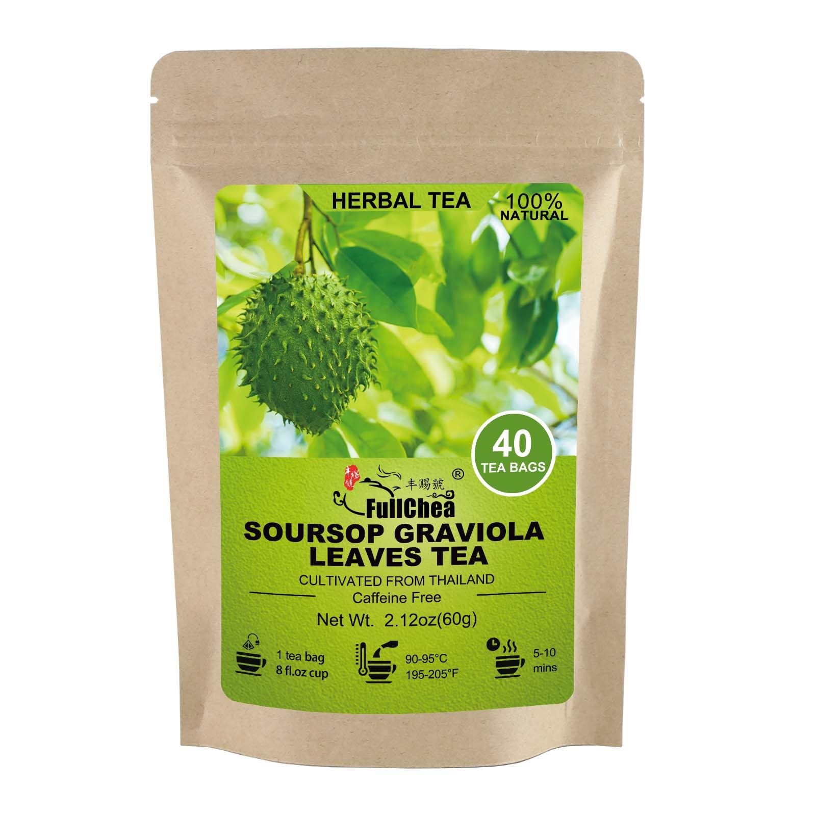 FullChea – Soursop Leaves Tea Bags, 40 Teabags – Premium 40 Count (Pack of 1)