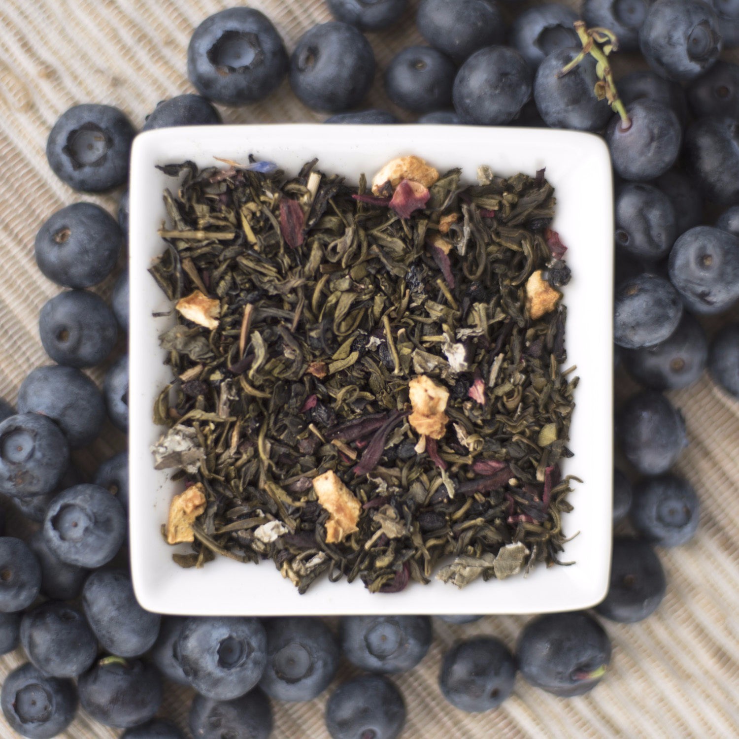 Blueberry flavor Organic Green Tea – Choose loose leaf, tea bags or sample size