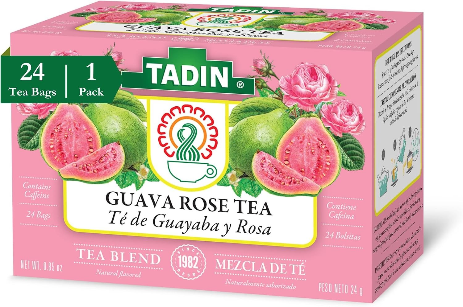 Guava Rose Tea, Contains Caffeine, 24 Tea Bags Per Box, Pack of 1