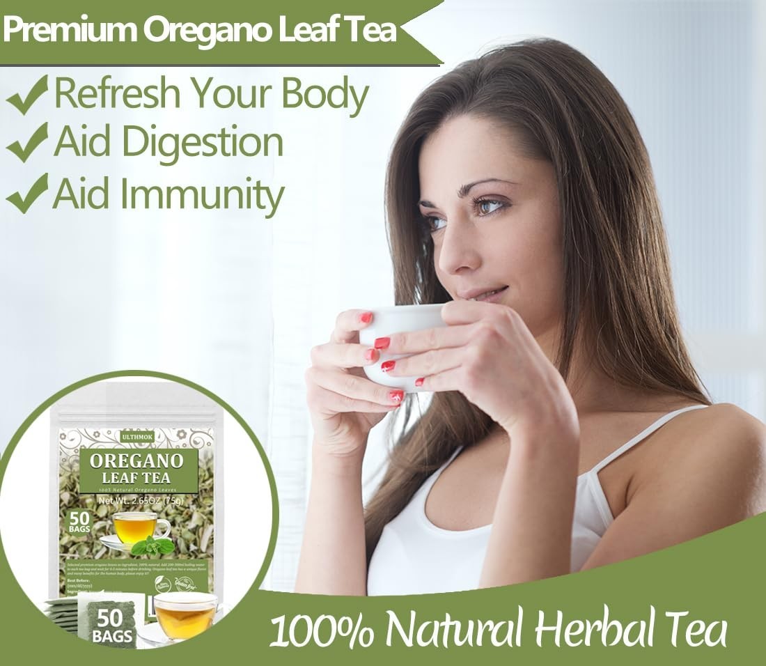 Premium 50 Oregano Tea Bags, Made with 100% Natural Oregano Leaves, No Additives